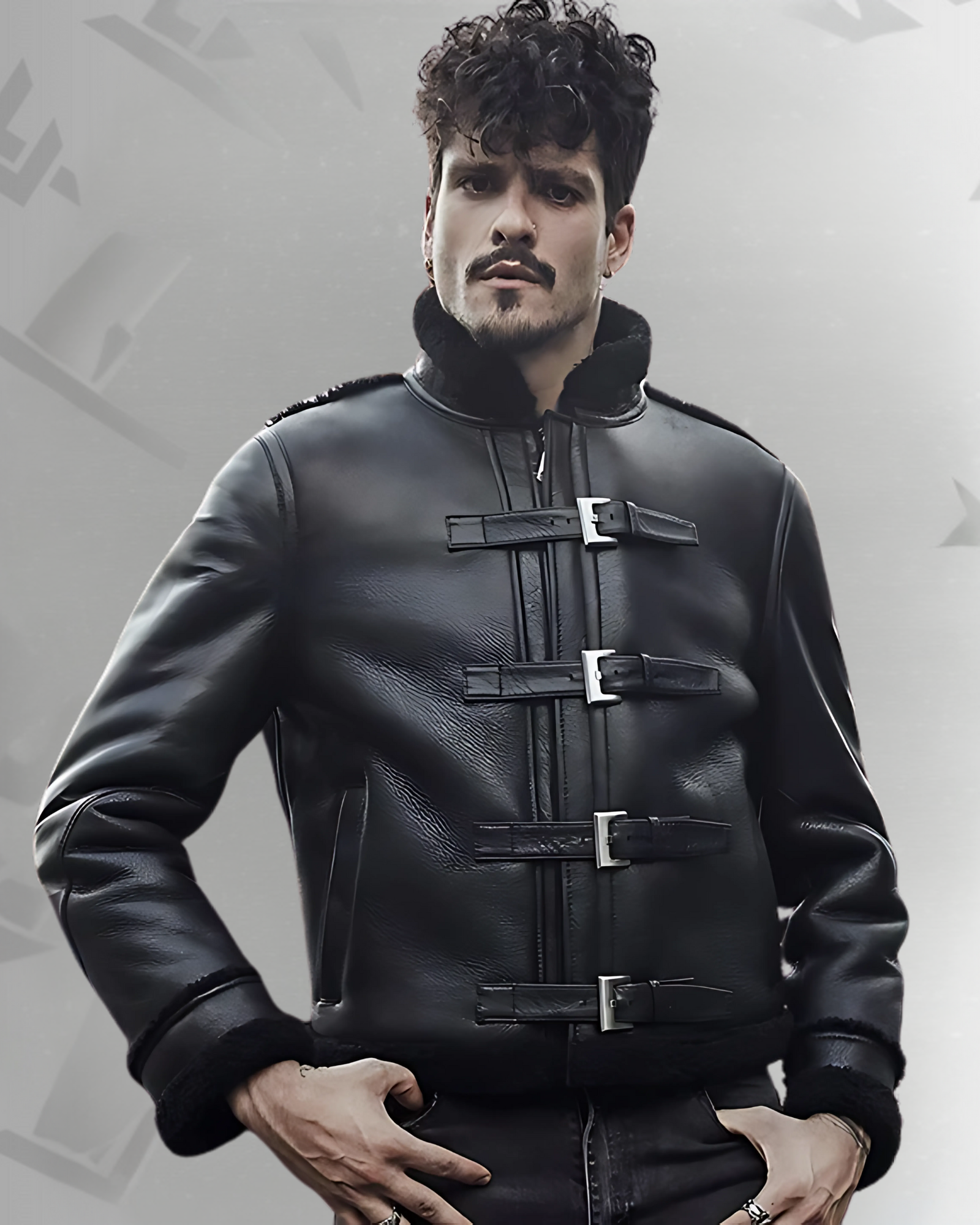 Men's B3 RAF Black Sheepskin Motorcycle Leather Shearling Jacket