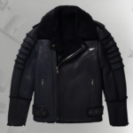 New Men Black RAF Flying Shearling Sheepskin Moto Leather Flying Jacket|