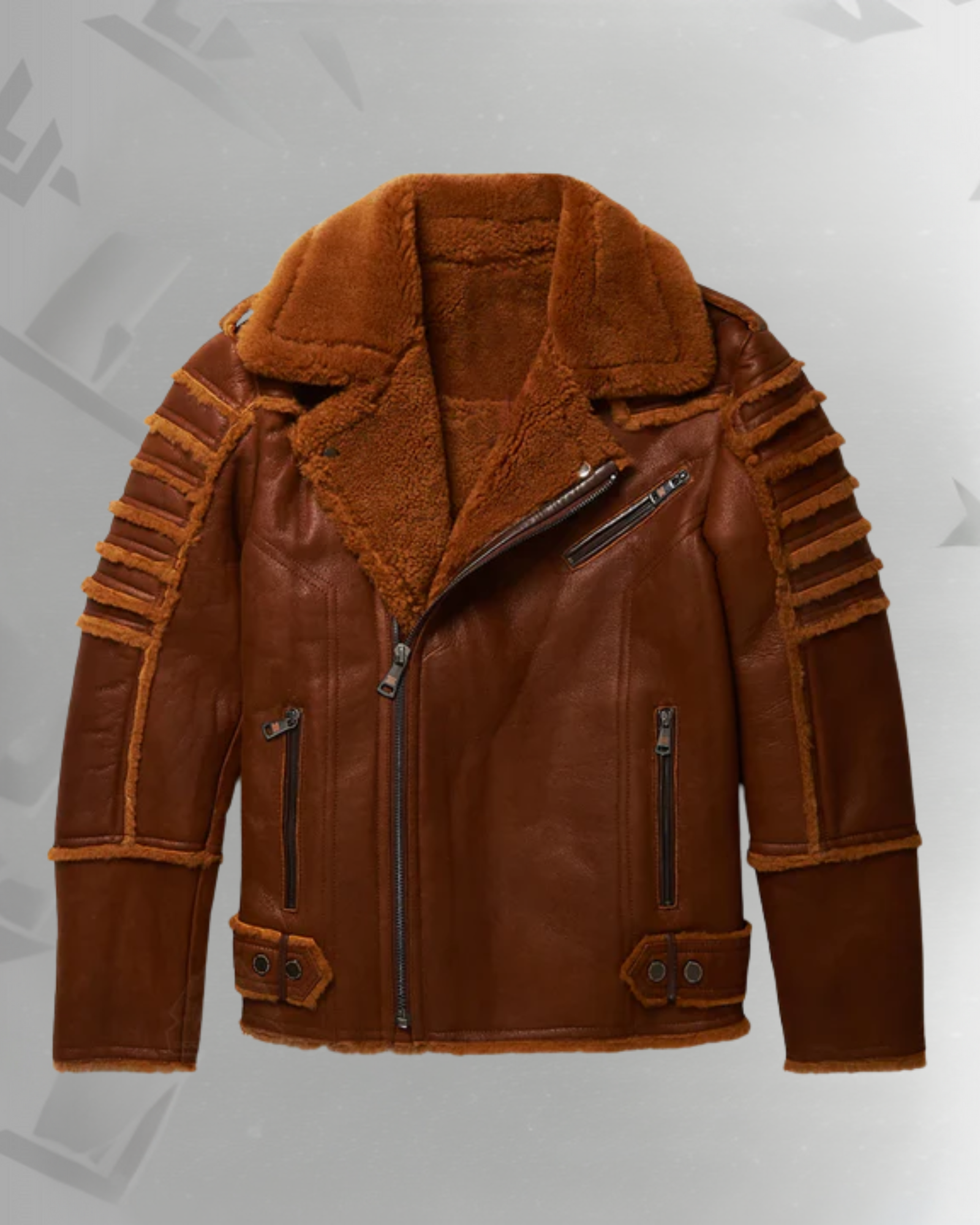 New B3 RAF Flying Sheepskin Shearling Moto Leather Jacket