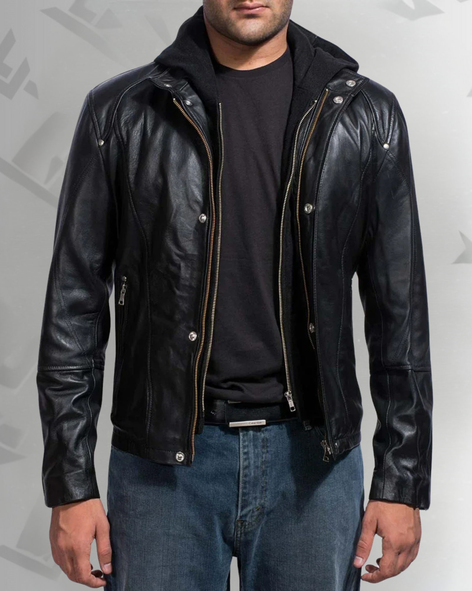 Highschool Black Hooded Leather Jacket