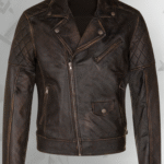 Mens Brando Cross Zip Leather Biker Jacket - Swanley|