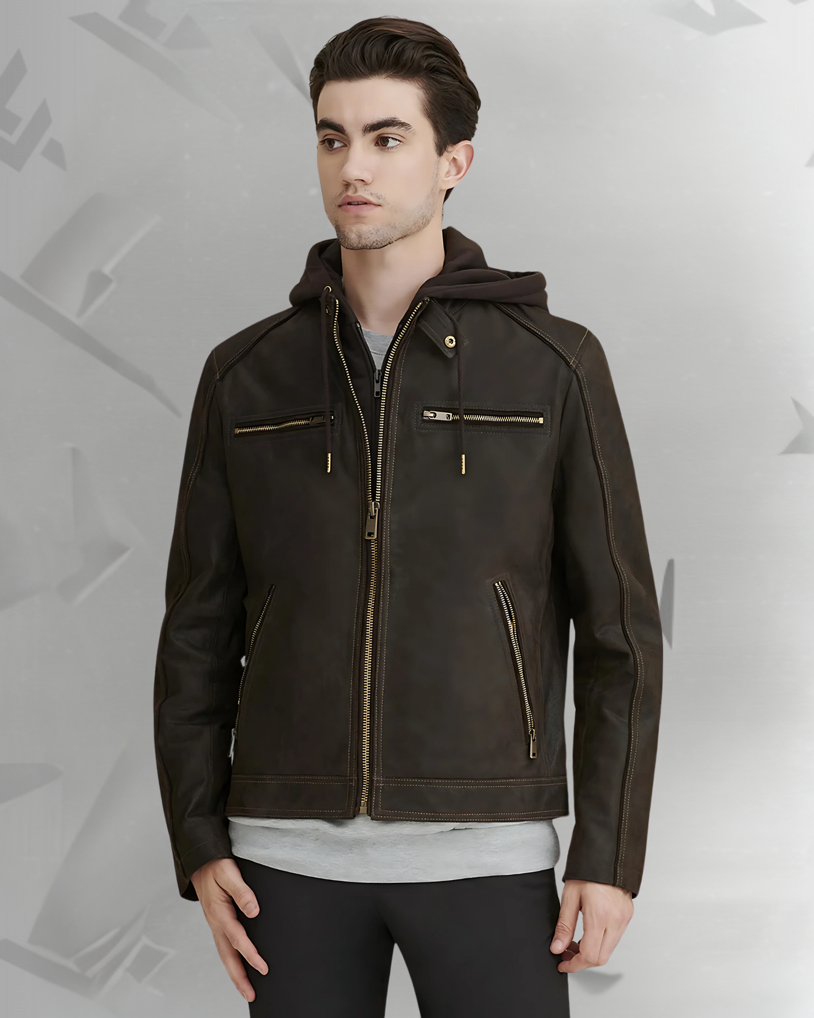 Jake Hooded Leather Jacket|