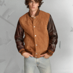 mens leather varsity jacket nappa sleeves|