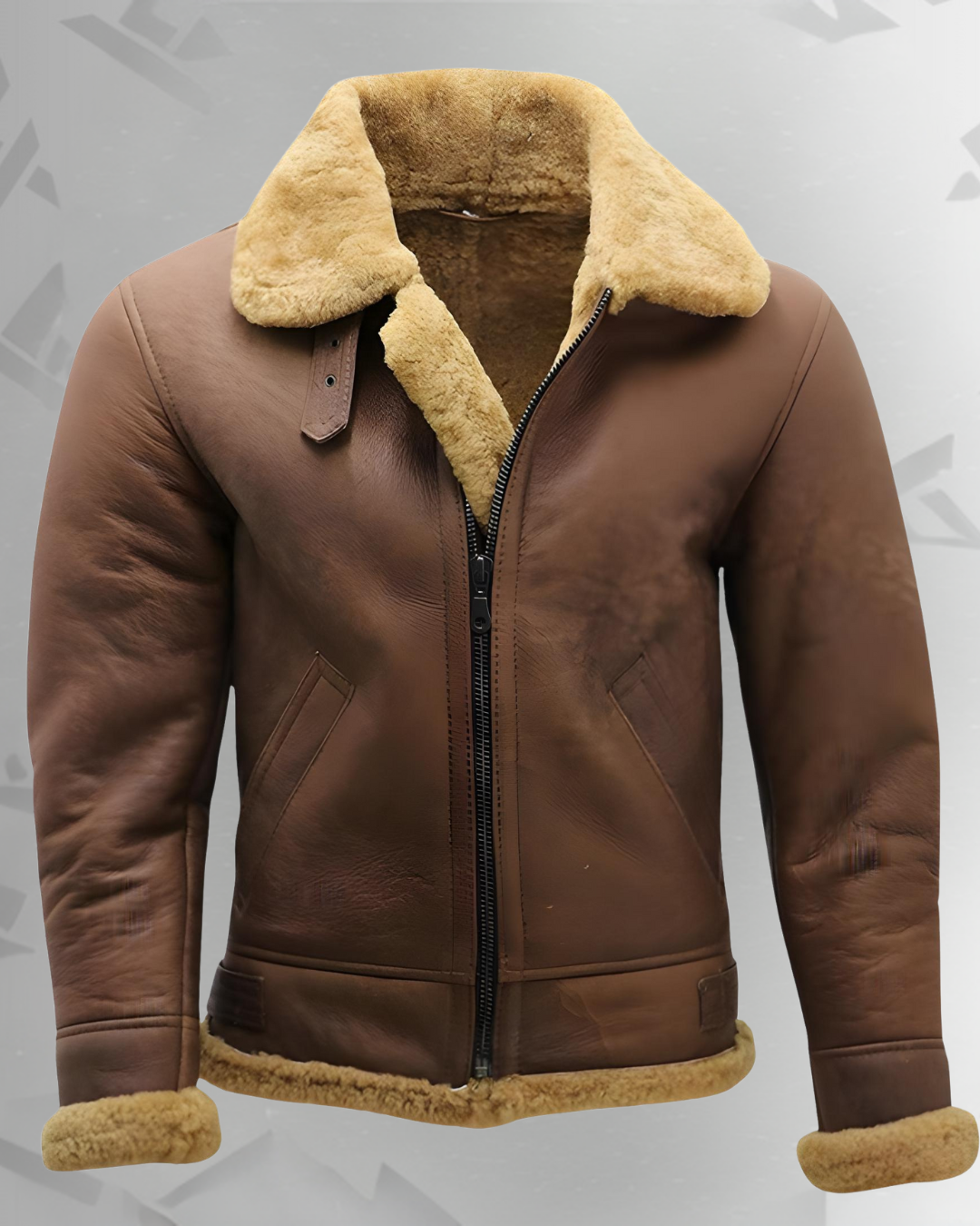 Mens Brown B3 Sheepskin WW2 Bomber Leather Flying Aviator Jacket Shearling
