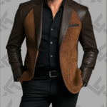 Men's Fashion Vintage PU Leather Patchwork Lapel Jacket|