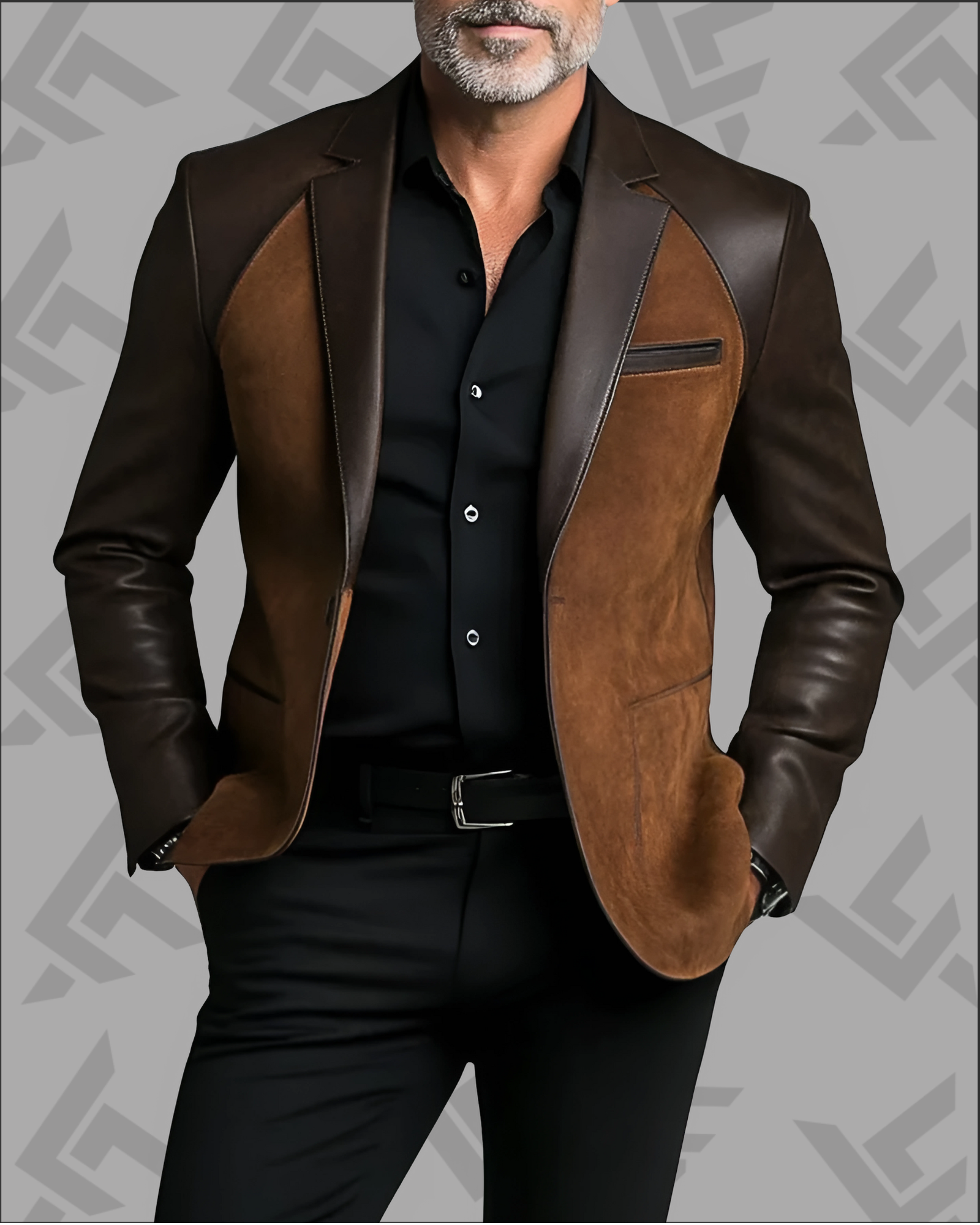 Men's Fashion Vintage PU Leather Patchwork Lapel Jacket