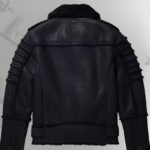 New Men Black RAF Flying Shearling Sheepskin Moto Leather Flying Jacket|