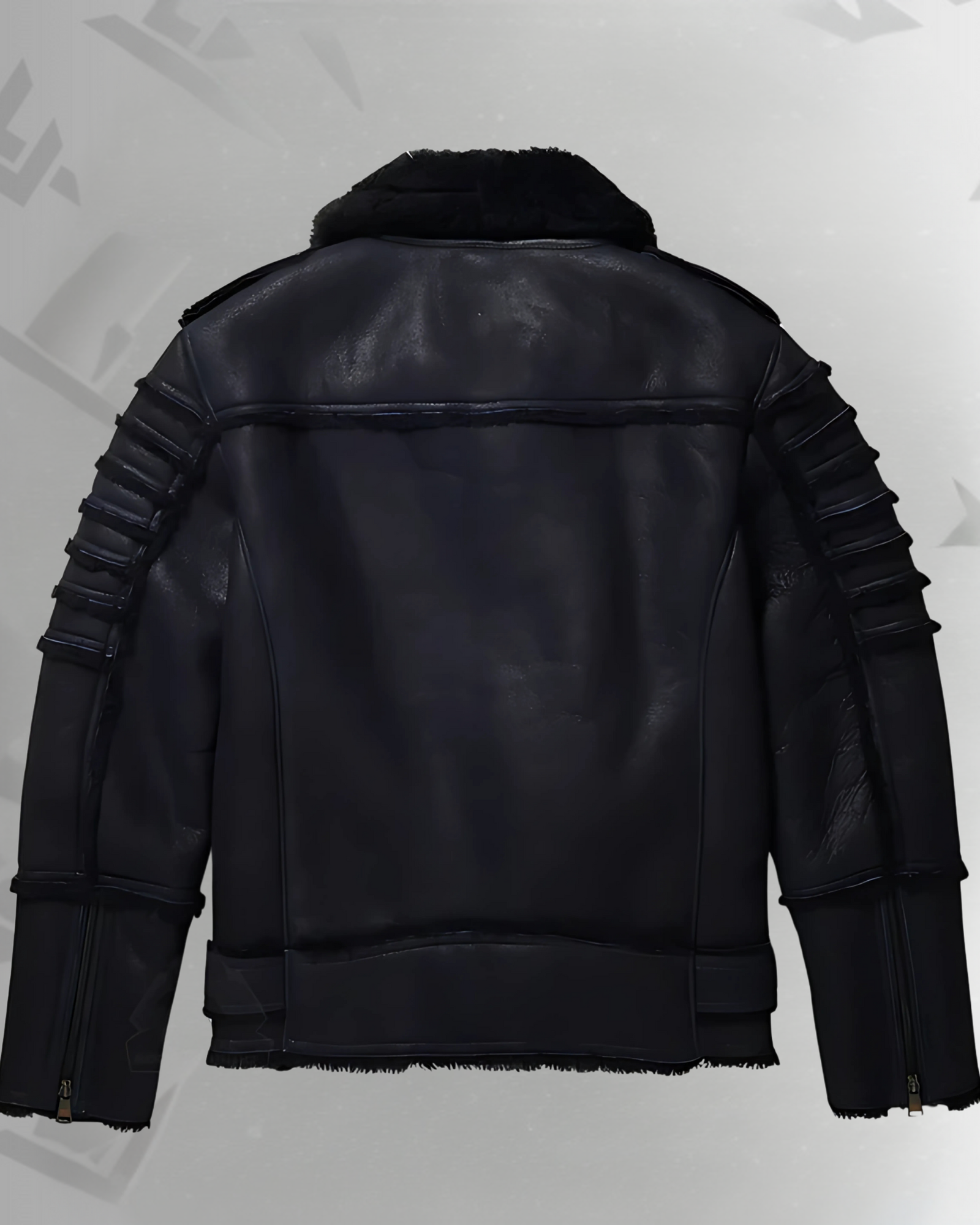 New Men Black RAF Flying Shearling Sheepskin Moto Leather Flying Jacket|