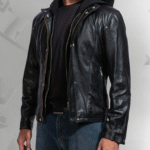 Highschool Black Hooded Leather Jacket|