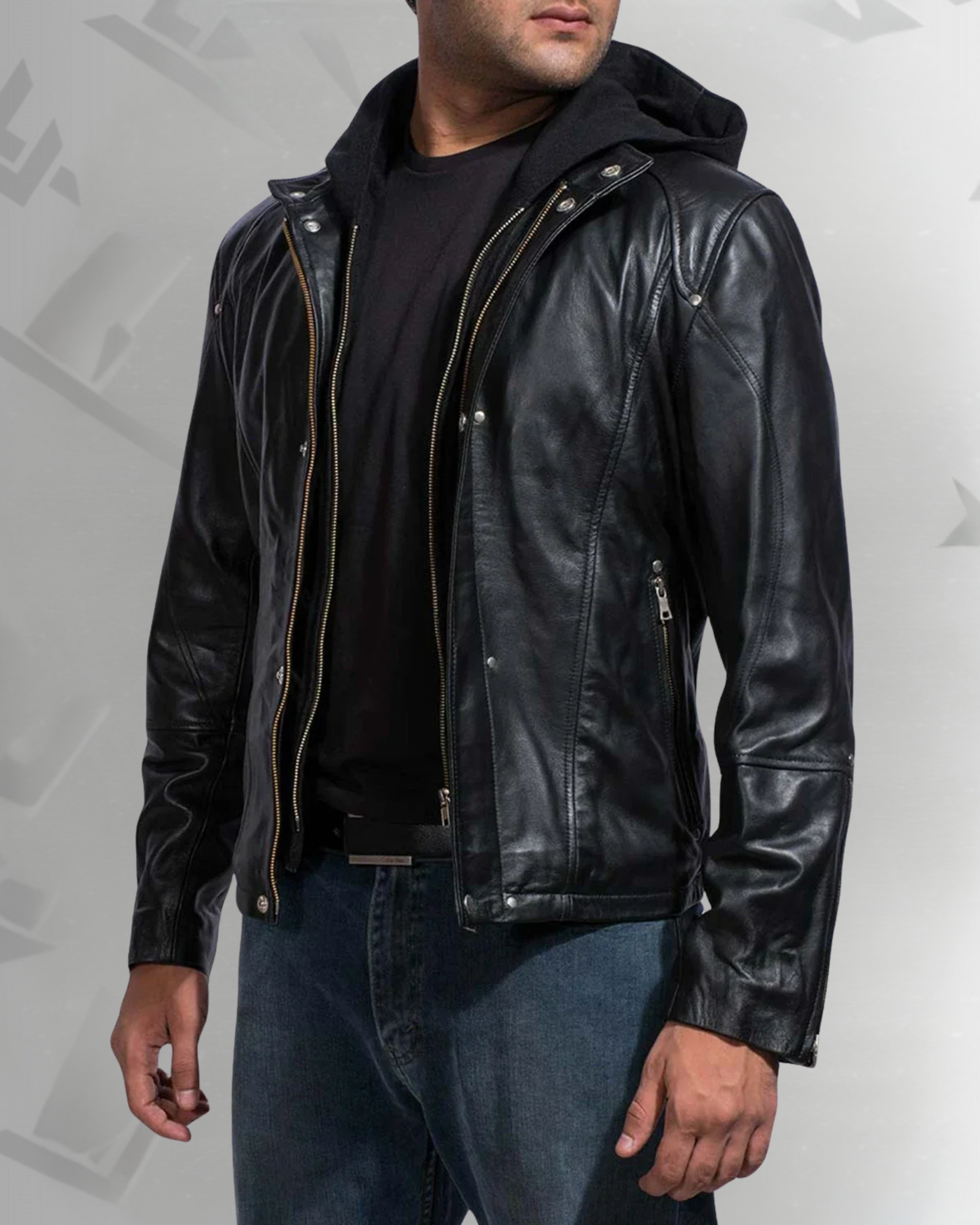 Highschool Black Hooded Leather Jacket|