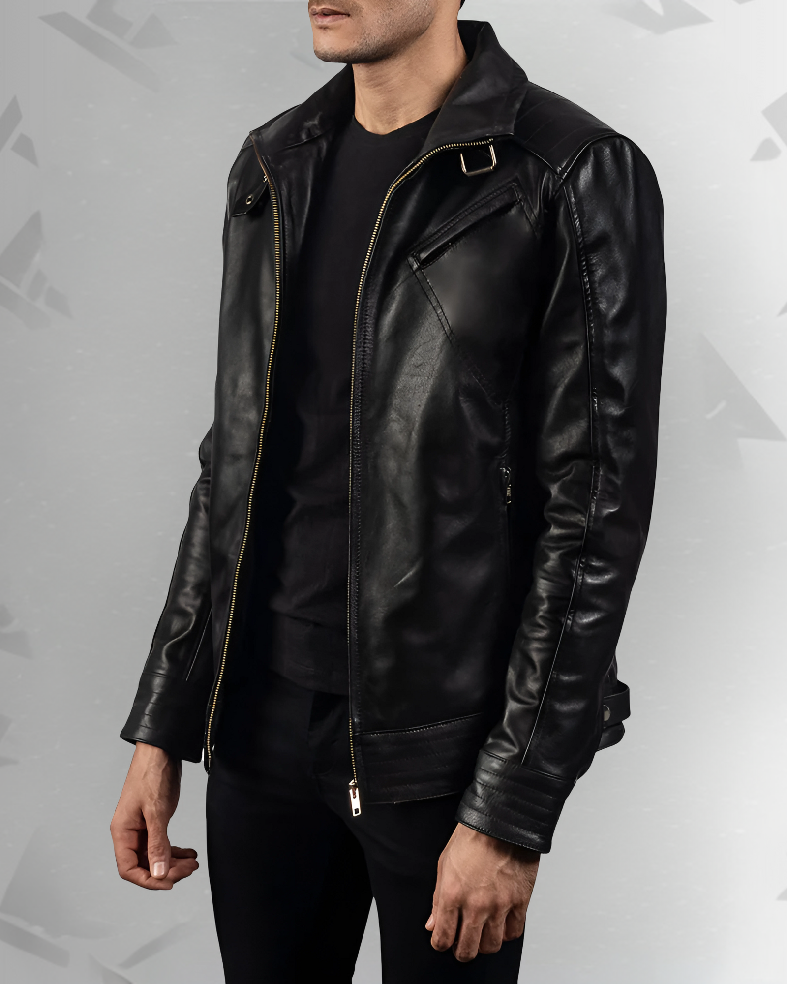 Legacy Black Leather Biker Jacket|