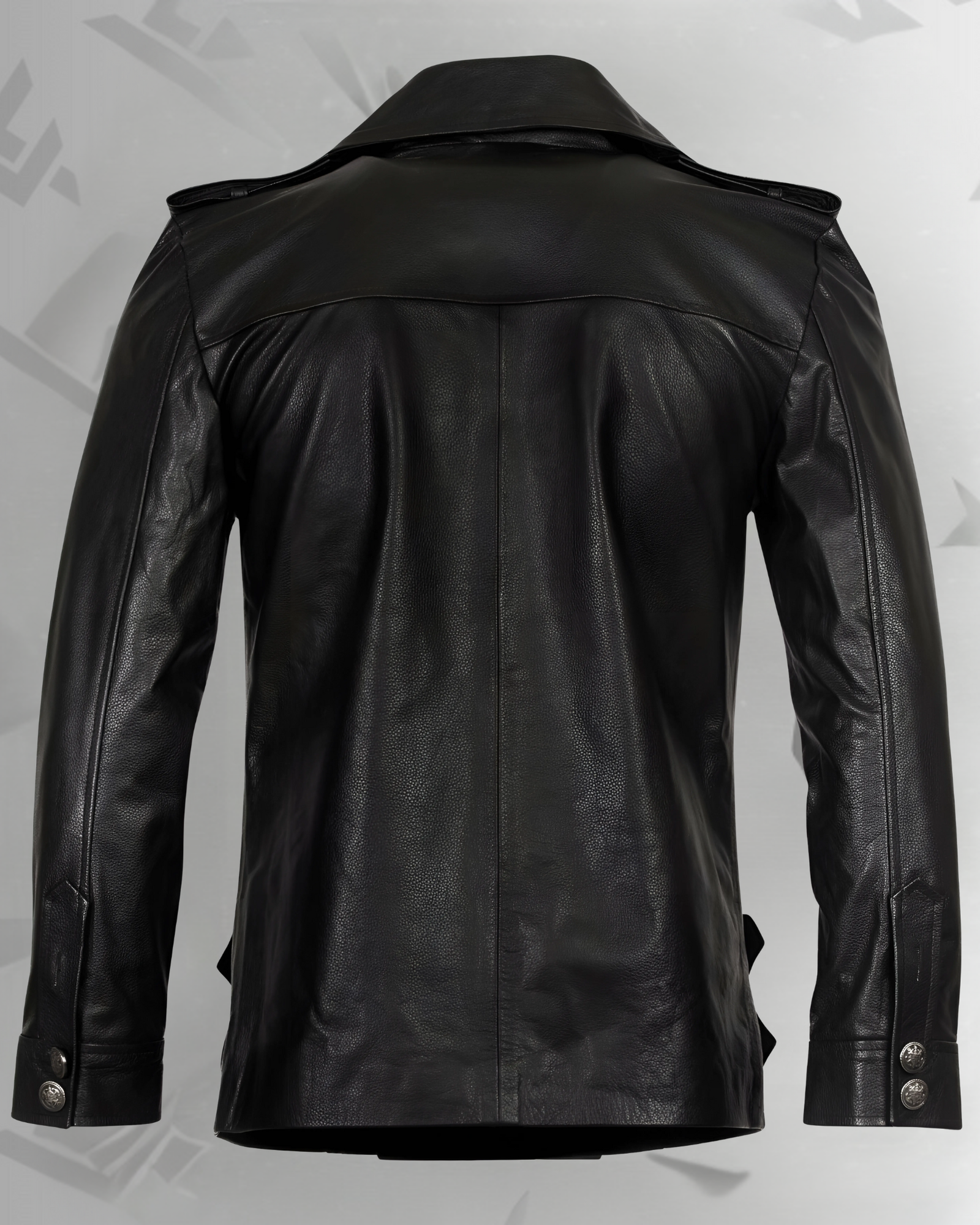 Mens Black Leather CowHide Overcoat-Enfield|