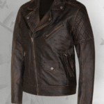 Mens Brando Cross Zip Leather Biker Jacket - Swanley|