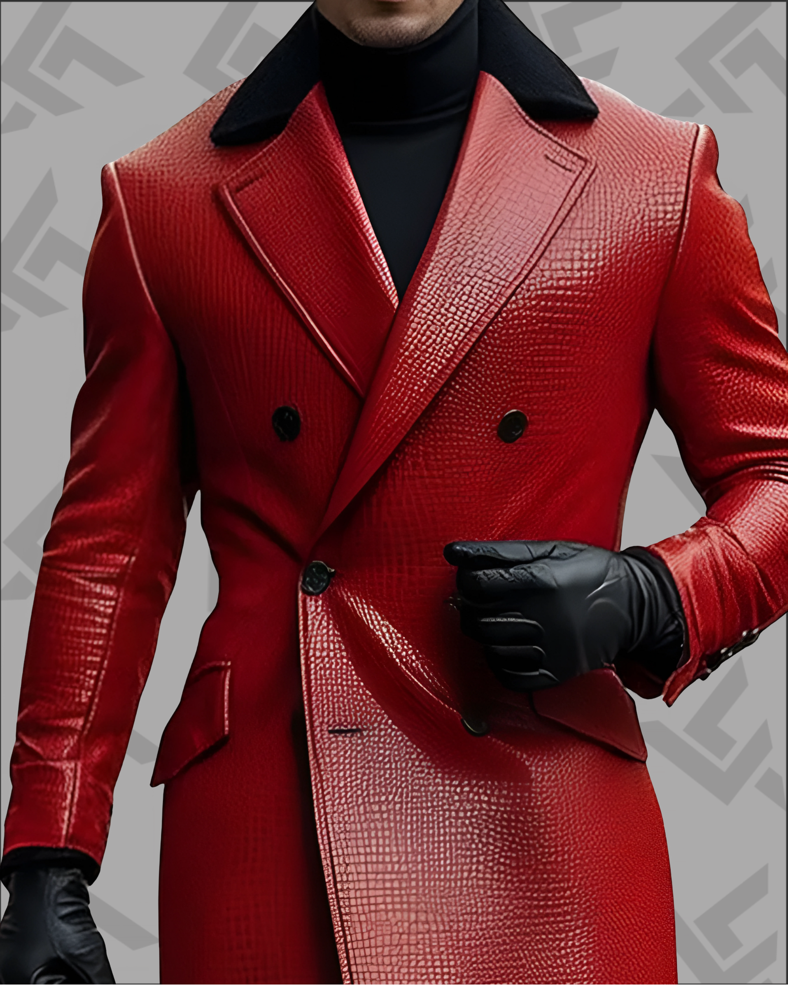 Business Leather Lapel Double Breasted Overcoat|