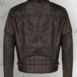 Mens Brando Cross Zip Leather Biker Jacket - Swanley|