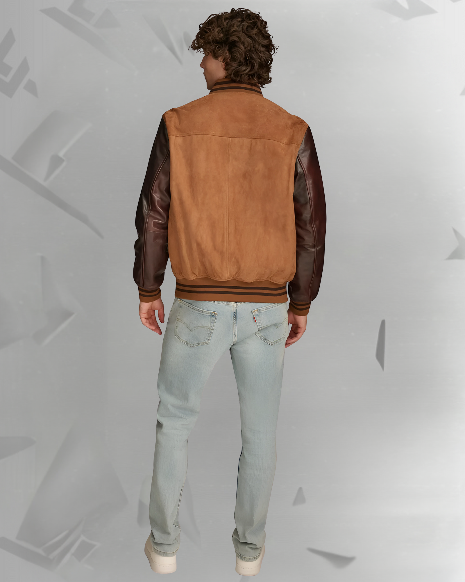 mens leather varsity jacket nappa sleeves|