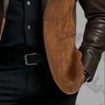 Men's Fashion Vintage PU Leather Patchwork Lapel Jacket|