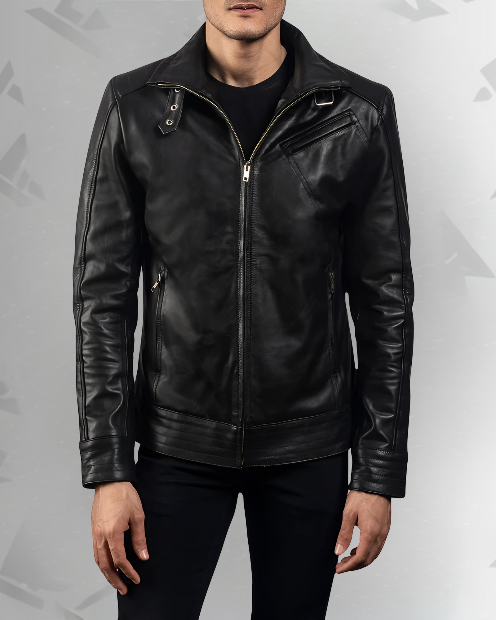 Legacy Black Leather Biker Jacket|