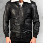 Airin G-1 Black & White Leather Bomber Jacket|