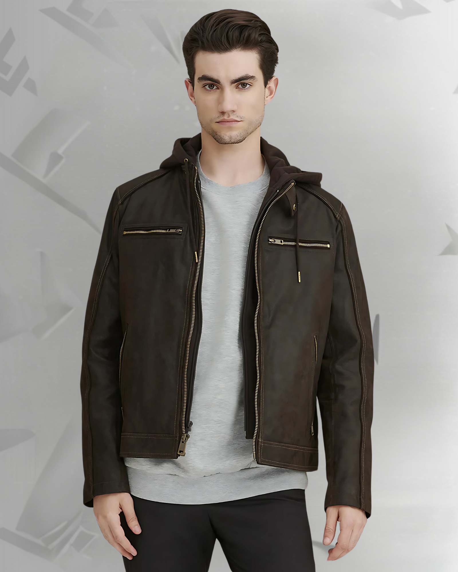 Jake Hooded Leather Jacket