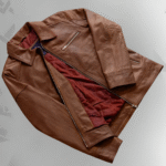 Lavendard Brown Leather Biker Jacket|