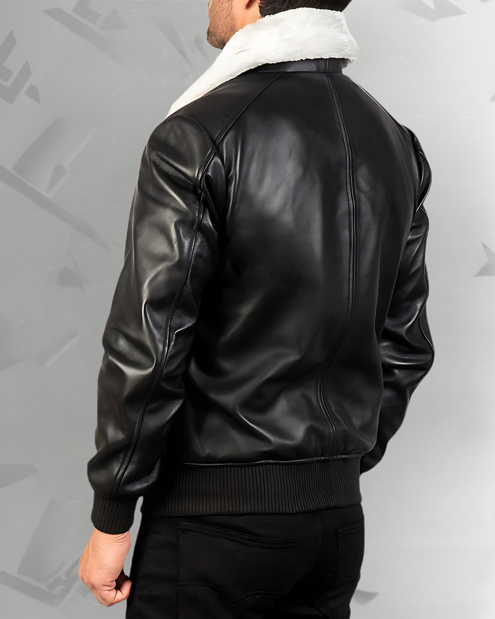 Airin G-1 Black & White Leather Bomber Jacket|