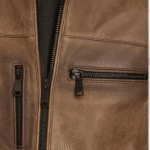 Aiden Color Blocked Leather Racer Jacket|