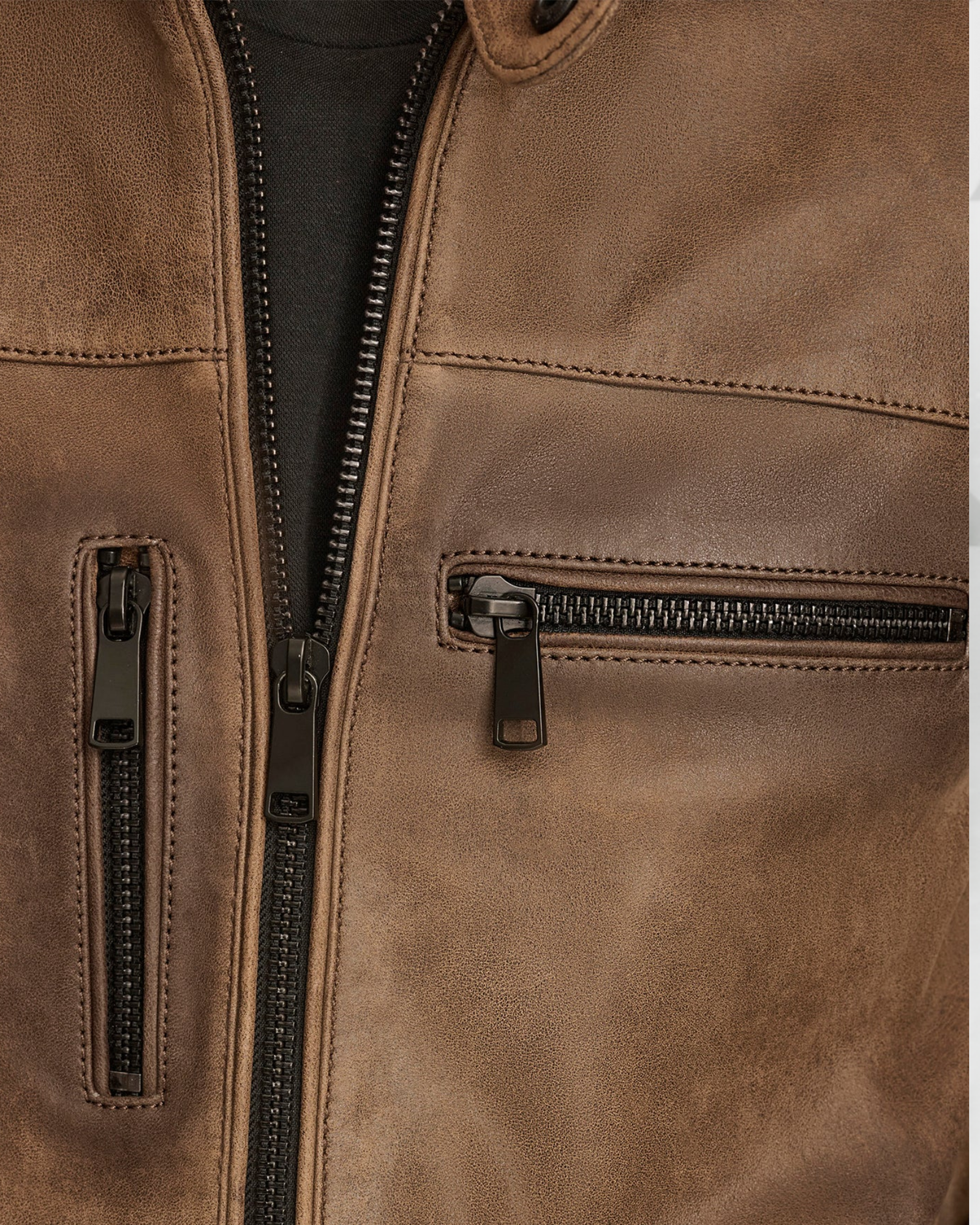 Aiden Color Blocked Leather Racer Jacket|