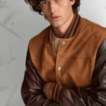 mens leather varsity jacket nappa sleeves|