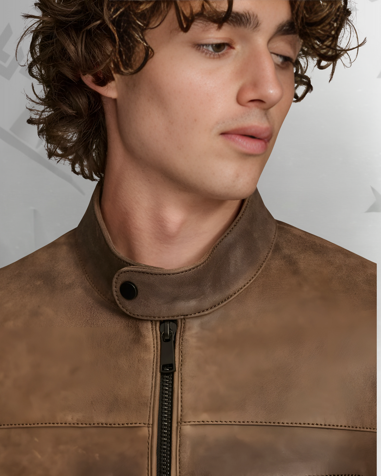 Aiden Color Blocked Leather Racer Jacket|