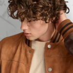 mens leather varsity jacket nappa sleeves|