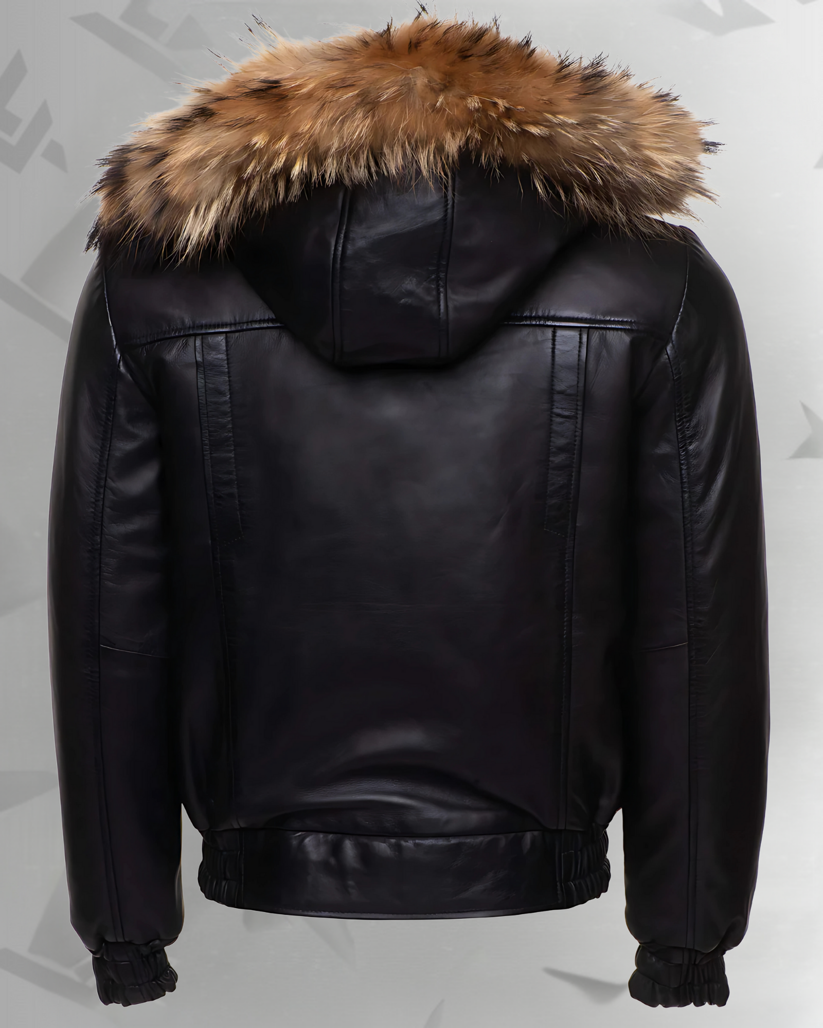 Castillos bomber Winter Leather Jacket with Real fox fur hoodie|