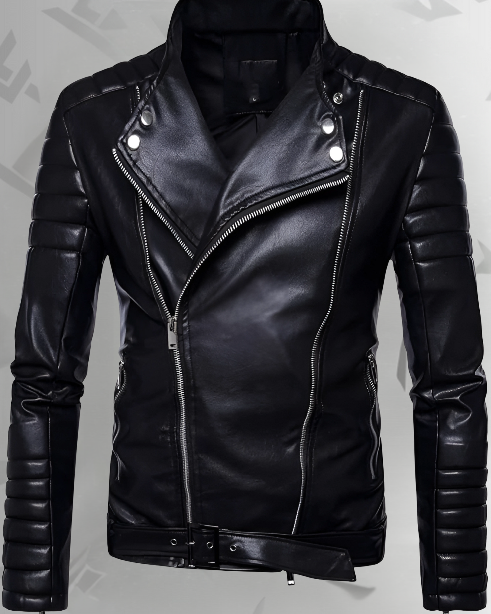 Slim Men Leather Jacket Multi-Zipper Design