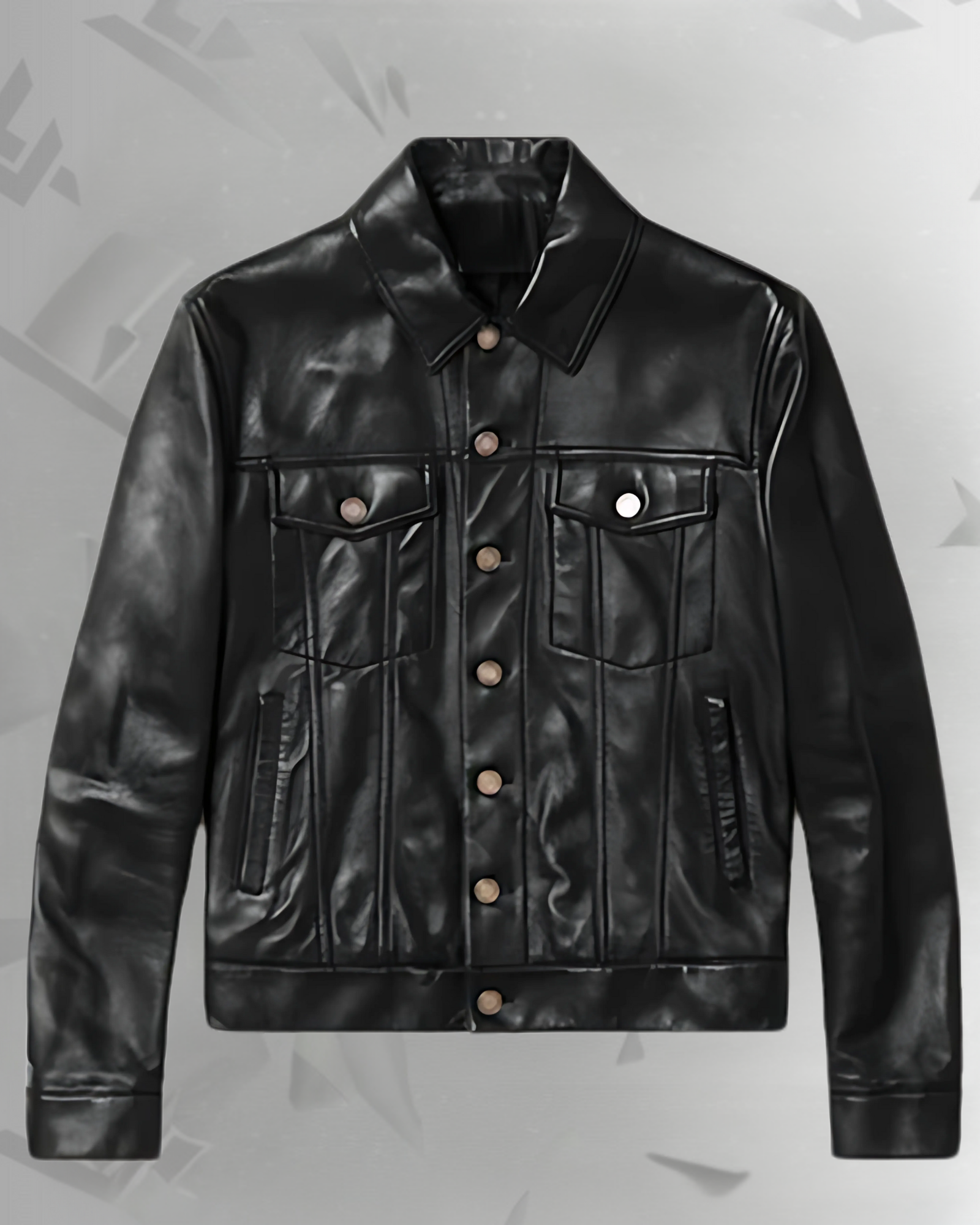 Mens Black Sheepskin Leather Trucker Jacket