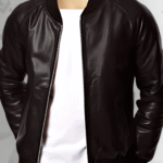 Black bomber style ribbed jacket|