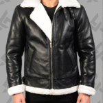 Francis B-3 Black & White Leather Bomber Jacket 2 Francis B-3 Black & White Leather Bomber Jacket|