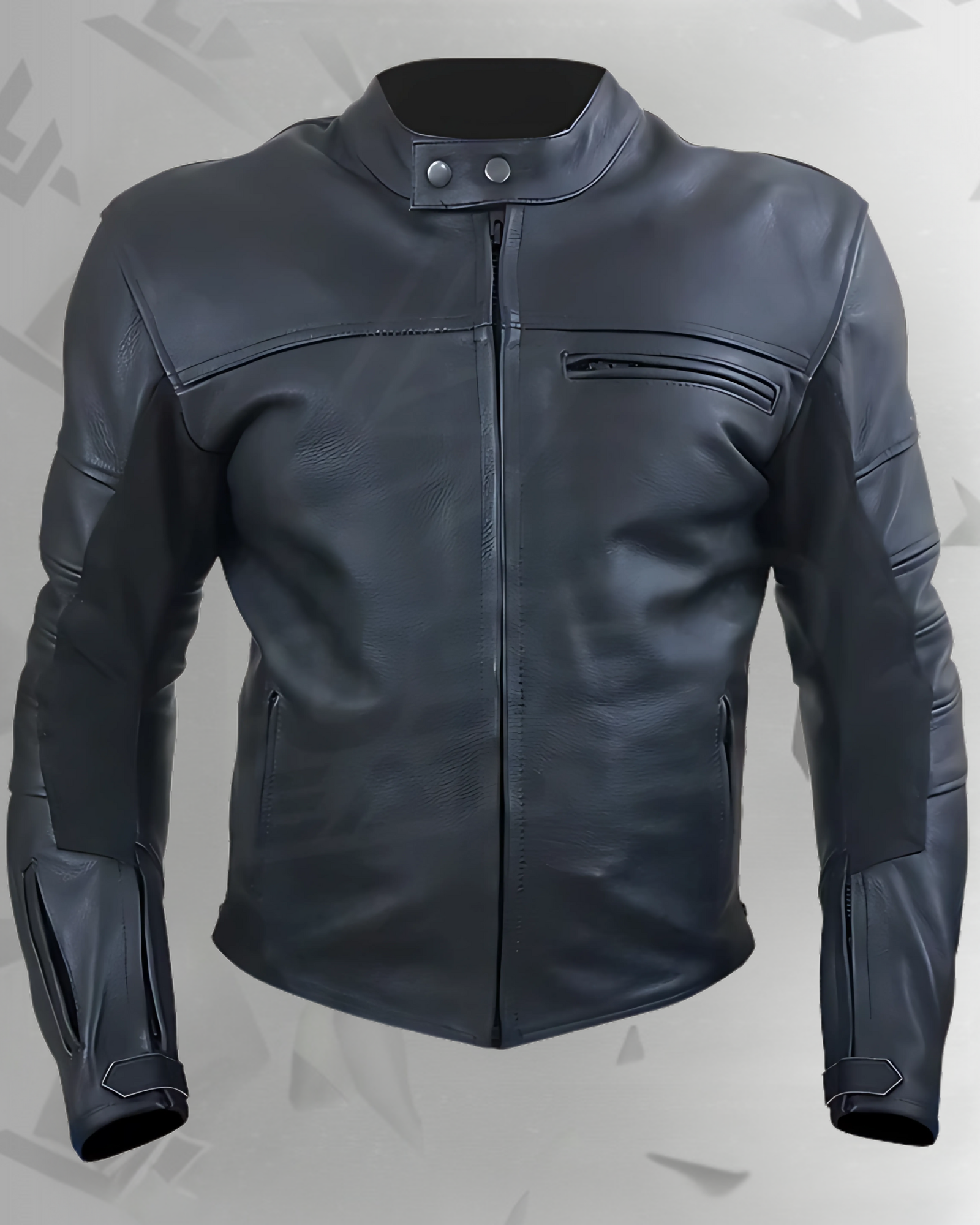 "The Real Racer" Black Premium Leather Armored Motorcycle Jacket