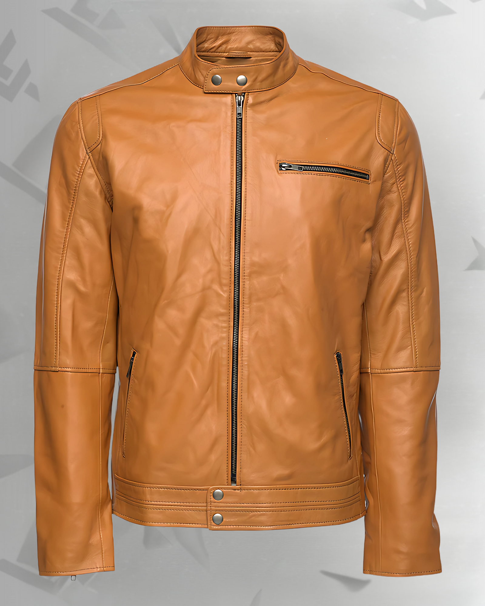 Arthur camel café racer leather jacket