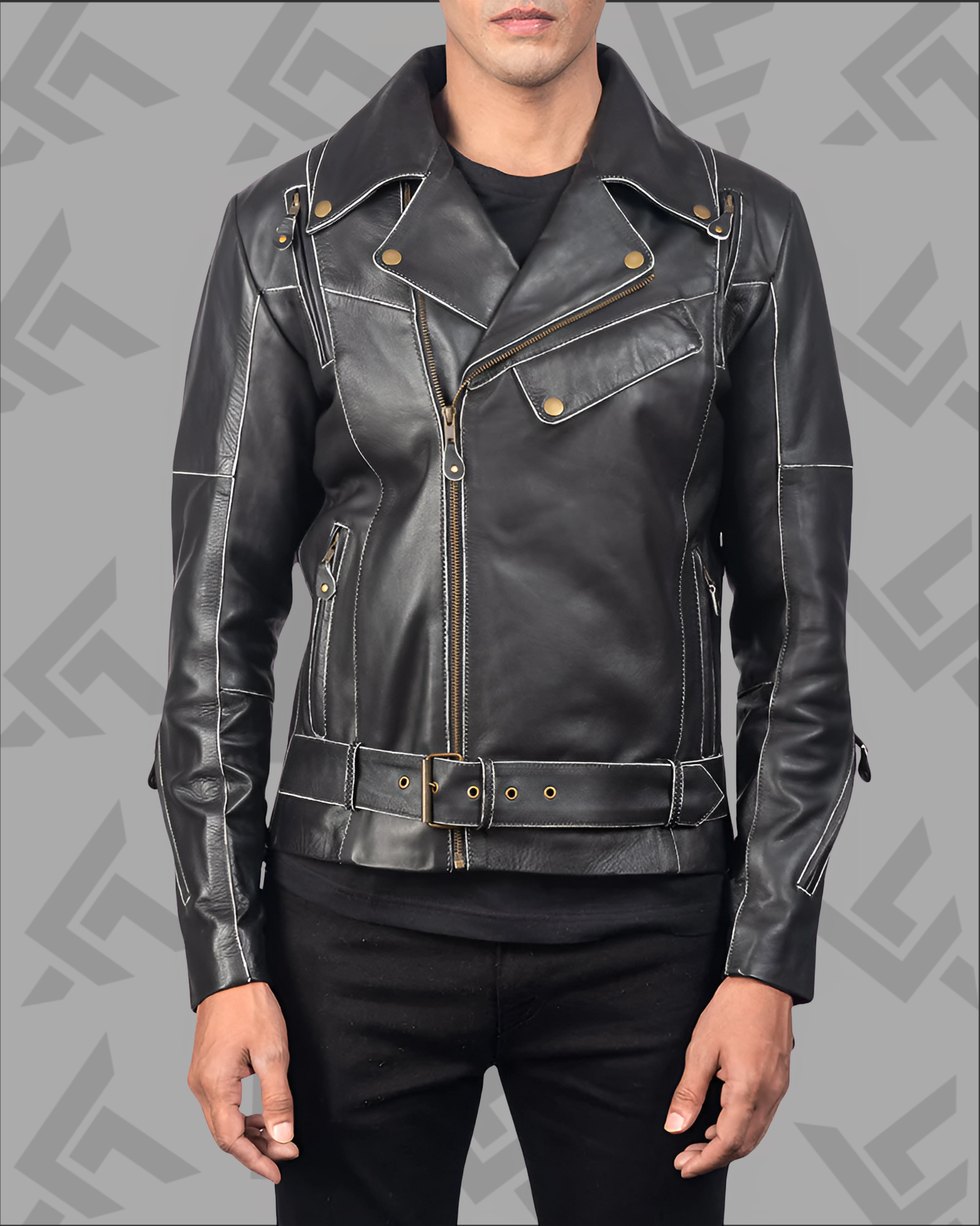Vincent Black Leather Biker Jacket