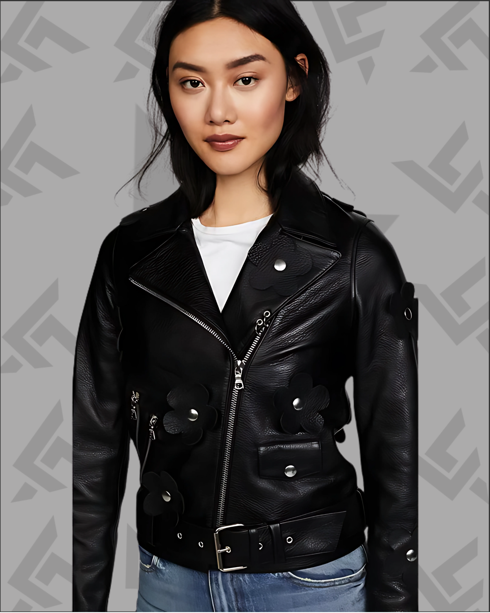 Florence Black Biker Leather Jacket for Women