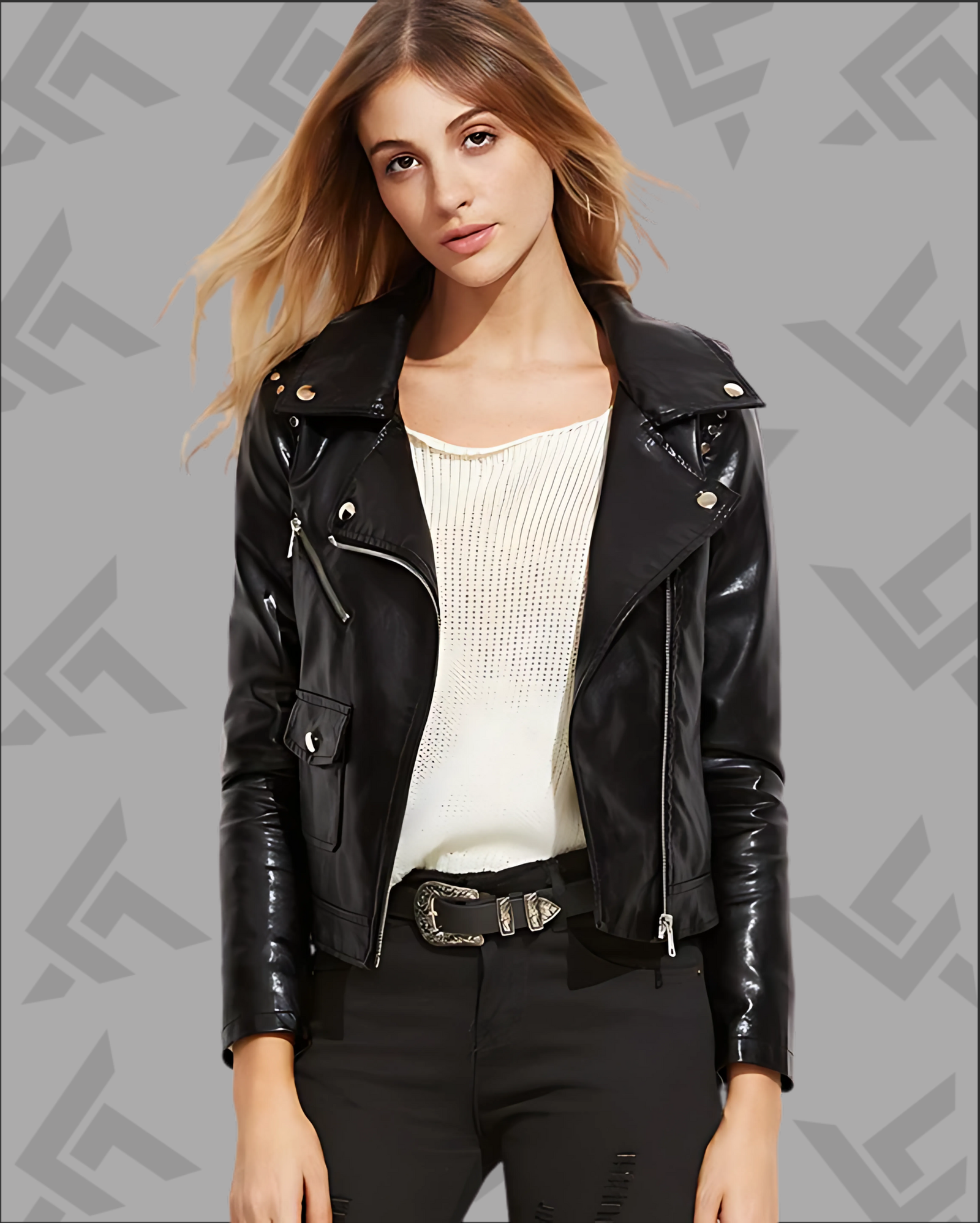 Scarlett Black Biker Leather Jacket for Women