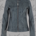Aliona Grey Leather Jacket for Women | Ashwood|