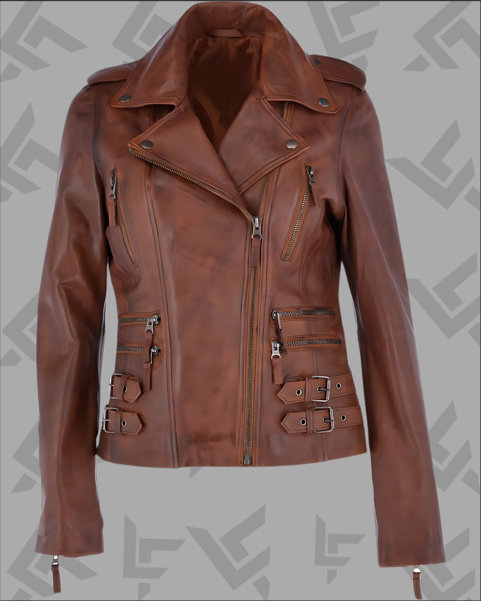 Ruby Tan Leather Biker Jacket for Women | Genuine Leather