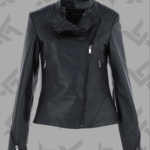 Marisol Women’s Black Vegetable-Tanned Leather Biker Jacket|