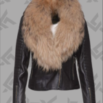 Celeste Women’s Lambskin Leather Jacket with Fur Shawl Collar|
