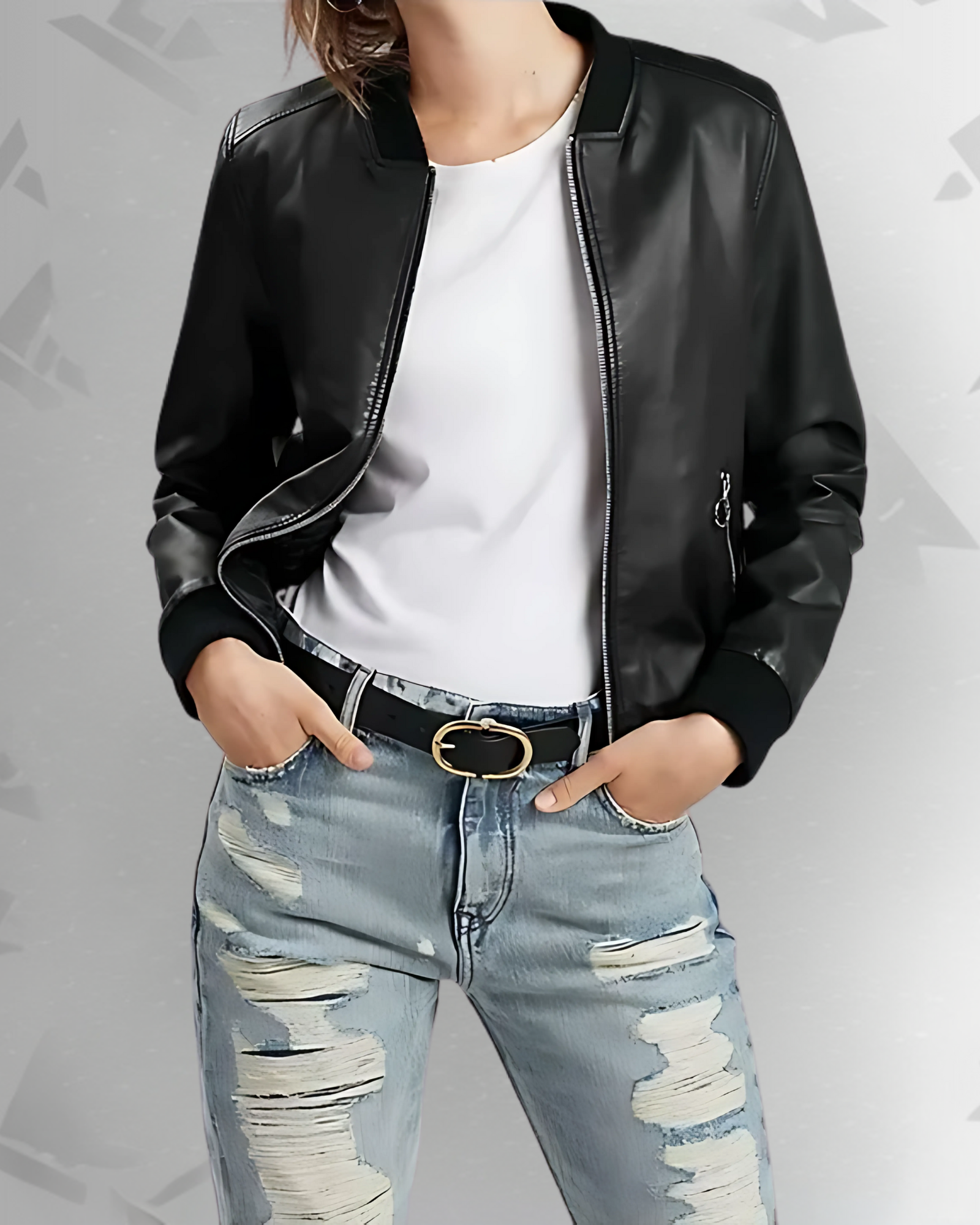 Arden Women’s Black Lambskin Leather Bomber Jacket