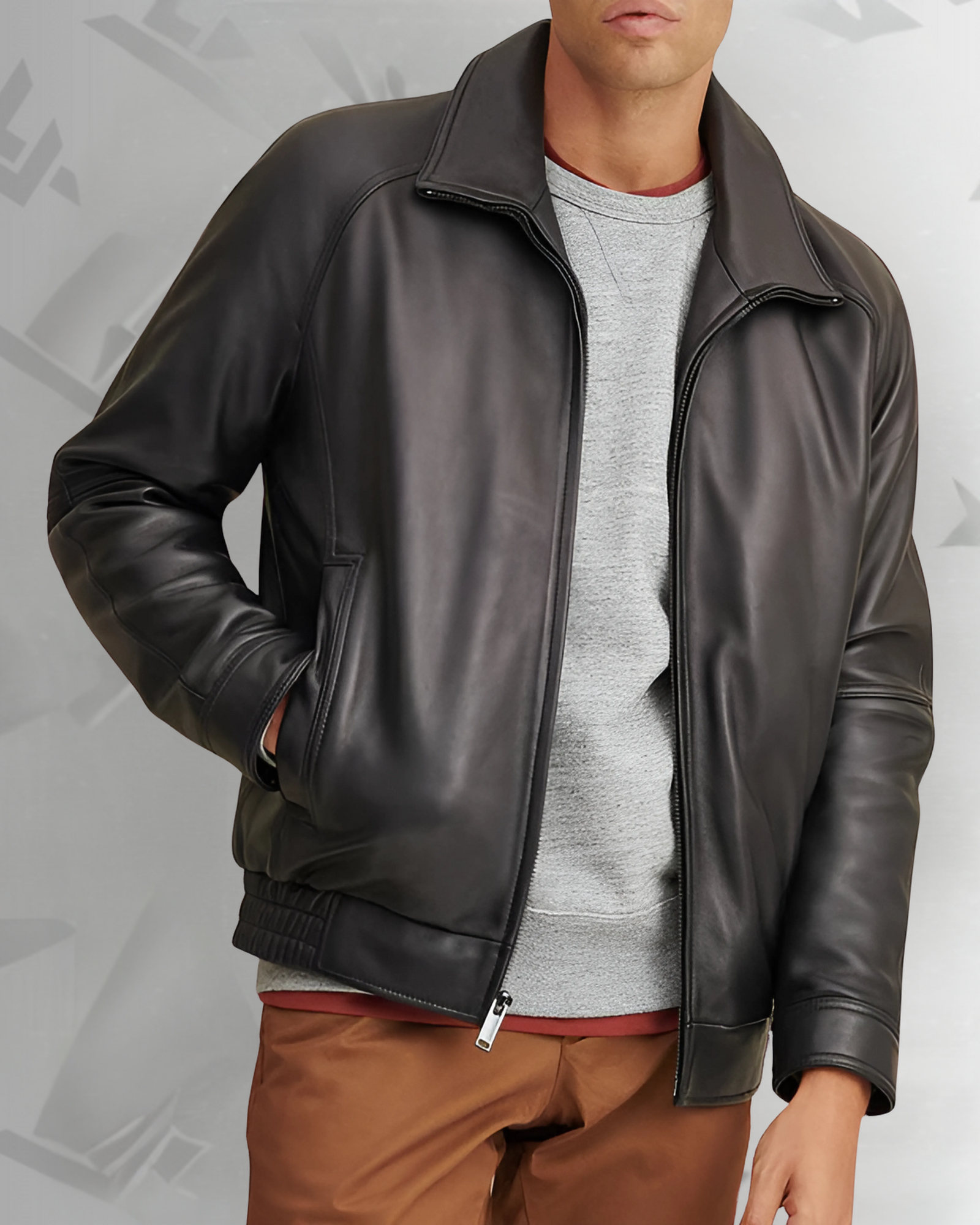Lined Leather Bomber