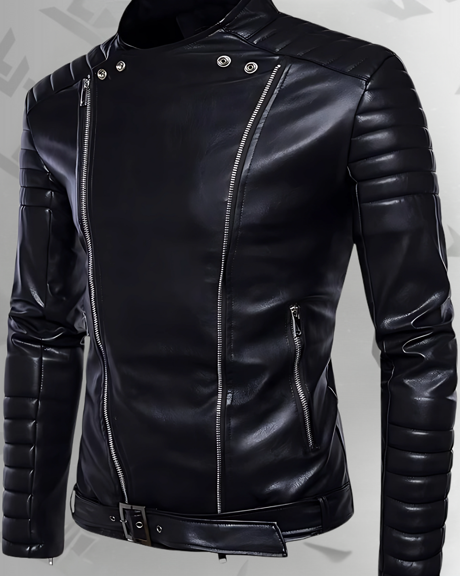 Slim Men Leather Jacket Multi-Zipper Design|