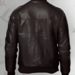 Black bomber style ribbed jacket|
