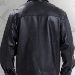 Plain black classic leather jacket with collars 3 Plain black classic leather jacket with collars|